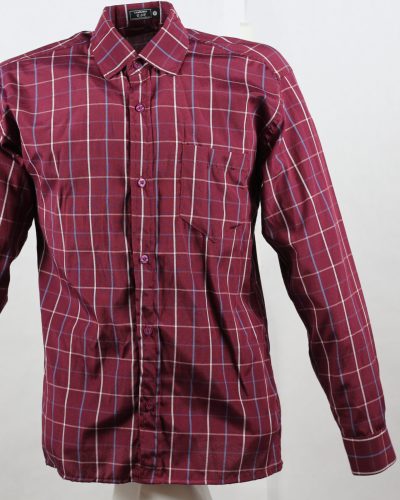 Camisa manga longa Xadrez vermelha com bolso