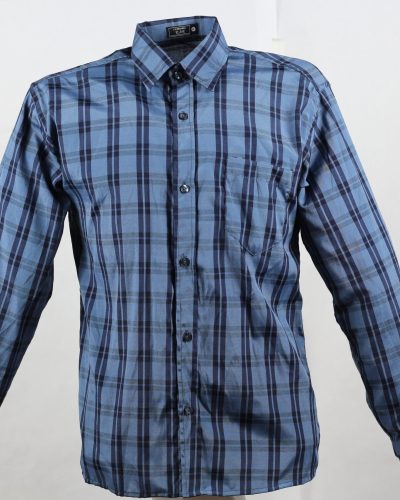 camisa social manga lona na cor azul escuro