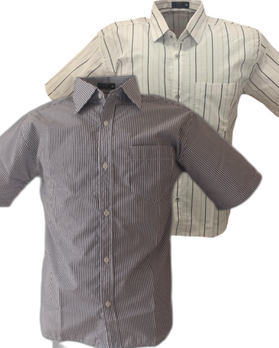 kit 2 camisa social com listras e com bolso lado esquerdo